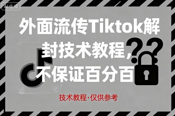 外面流传Tiktok解封技术教程，不保证百分百，具体自测-齐力副业