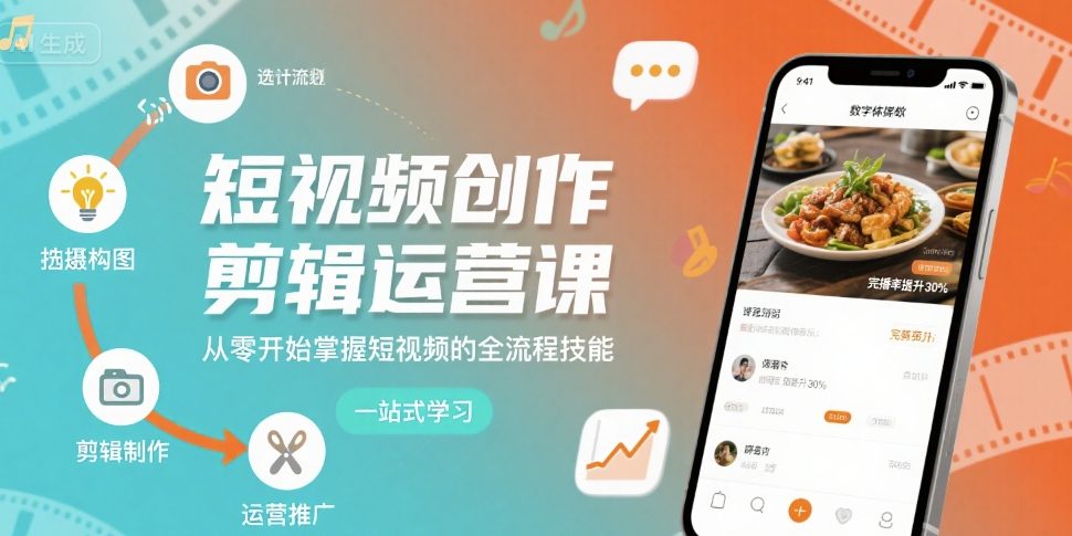 短视频创作剪辑运营课，从零开始掌握短视频的全流程技能-齐力副业