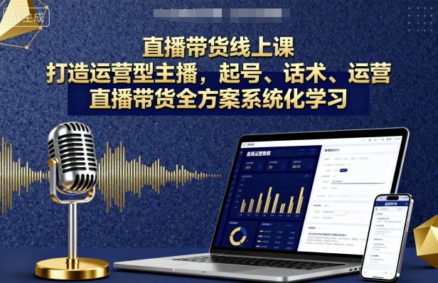 直播带货线上课，打造运营型主播，起号、话术、运营，直播带货全方案系统化学习-齐力副业