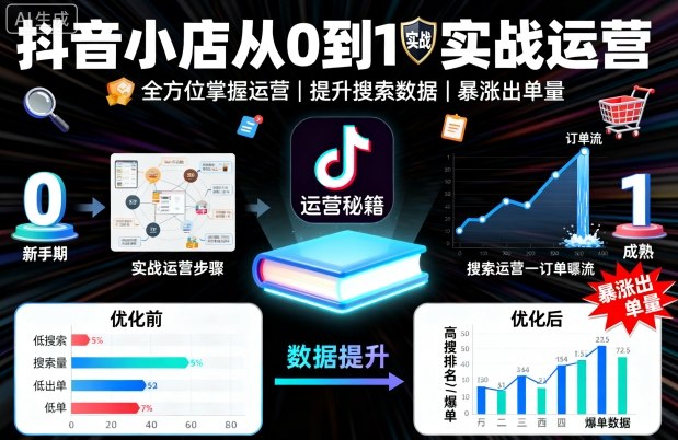 抖音小店从0到1实战运营，帮你全方位掌握小店运营，提升搜索数据与出单量-齐力副业