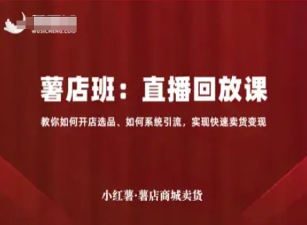 小红薯薯店商城卖货直播回放课，教你如何开店选品、如何系统引流，实现快速卖货变现-齐力副业