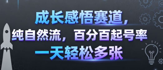 成长感悟赛道，纯自然流，百分百起号率 一天轻松多张-齐力副业