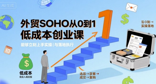 外贸SOHO从0到1低成本创业课，能够立刻上手实操与落地执行-齐力副业