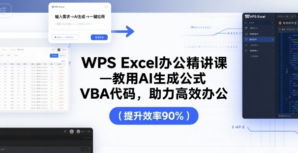 WPS Excel办公精讲课,教用 AI 生成公式,VBA 代码,助力高效办公-齐力副业