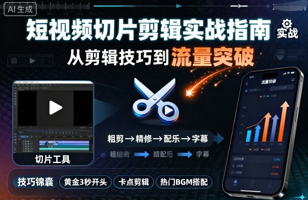 短视频切片剪辑实战指南,从剪辑技巧到流量突破-齐力副业