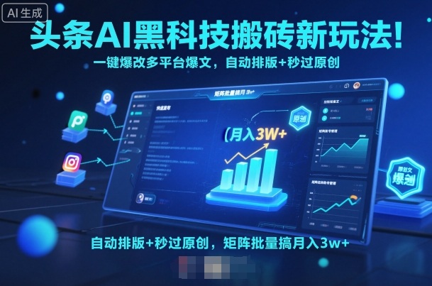 头条AI黑科技搬砖新玩法！一键爆改多平台爆文，自动排版+秒过原创，矩阵批量搞月入3w+【揭秘】-知行副业网