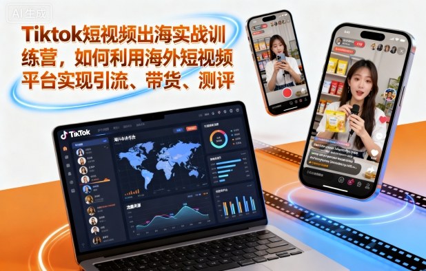 Tiktok短视频出海实战训练营，如何利用海外短视频平台实现引流、带货、测评-齐力副业