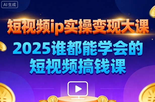 短视频ip实操变现大课，7月26-27日广州站线下课，2025谁都能学会的短视频搞钱课-齐力副业