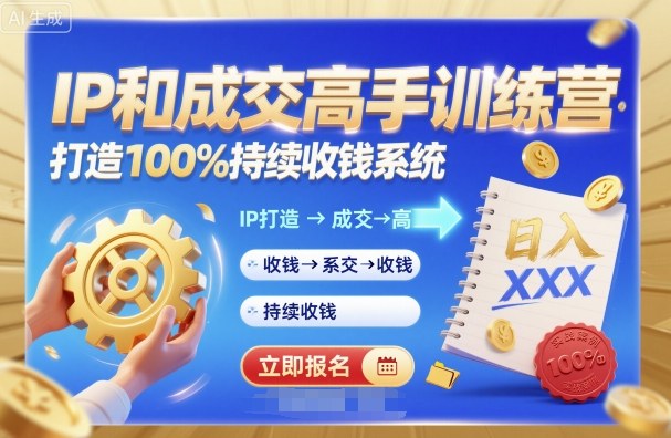 带你成为IP和成交高手的训练营，打造100%持续收钱系统-齐力副业