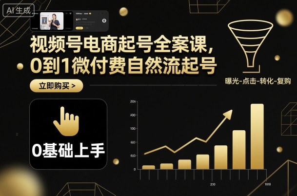 视频号电商起号全案课，0到1微付费自然流起号-齐力副业