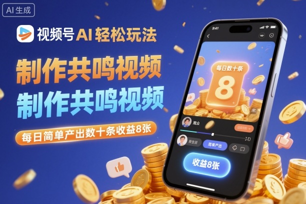 视频号AI轻松玩法，制作共鸣视频，每日简单产出数十条收益8张-齐力副业
