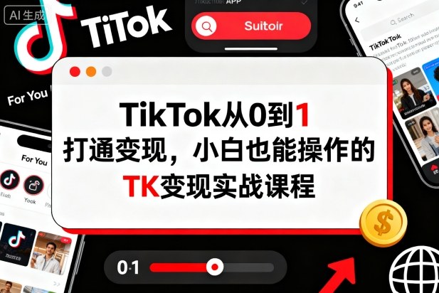 TikTok从0到1打通变现，小白也能操作的TK变现实战课程-齐力副业