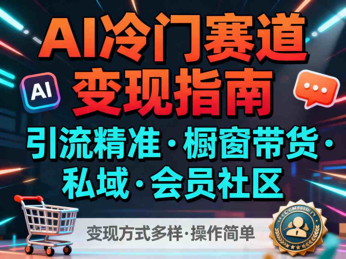 AI冷门赛道，引流精准，橱窗带货+私域+会员社区，变现方式多样，操作简单-齐力副业