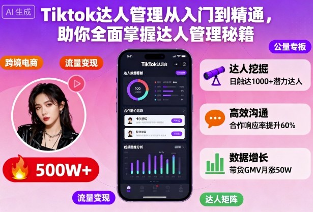 Tiktok达人管理从入门到精通,助你全面掌握达人管理秘籍-齐力副业