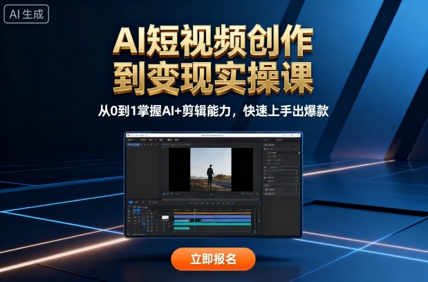 AI短视频创作到变现实操课，从0到1掌握AI+剪辑能力，快速上手出爆款（更新10月）-齐力副业