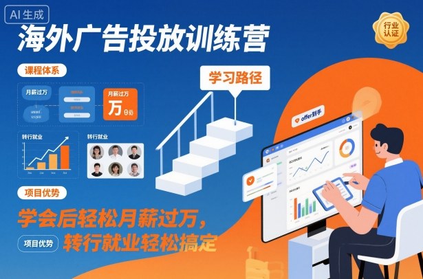 海外广告投放训练营，学会后轻松月薪过万，转行就业轻松搞定-齐力副业