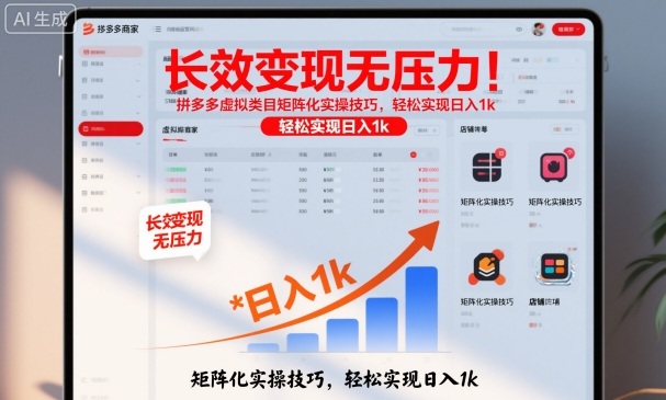 长效变现无压力！拼多多虚拟类目矩阵化实操技巧，轻松实现日入1k【揭秘】-齐力副业