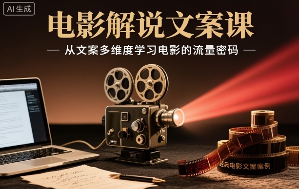电影解说文案课，从文案多维度学习电影的流量密码-齐力副业