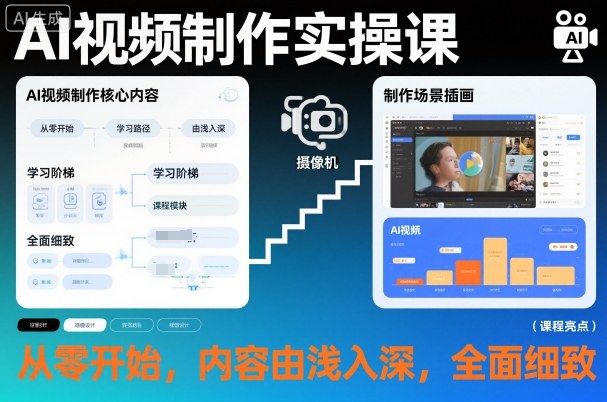 AI视频制作实操课，从零开始，内容由浅入深，全面细致-齐力副业