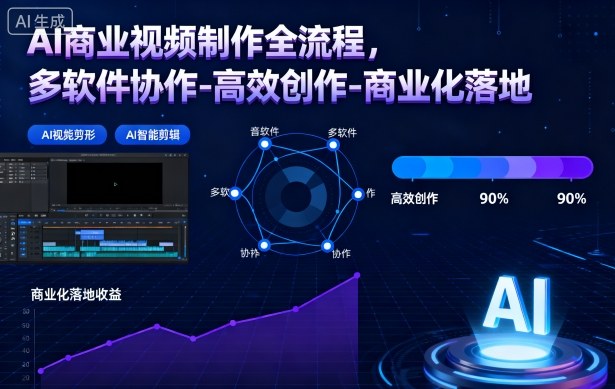 AI商业视频制作全流程，多软件协作-高效创作-商业化落地-齐力副业