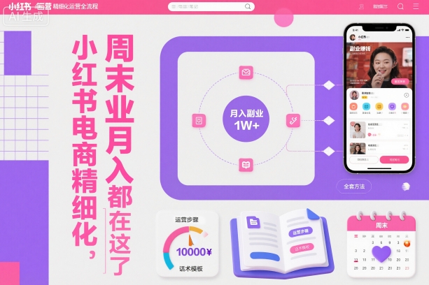 小红书电商精细化运营全流程，周末副业月入1W+，全套方法都在这了-齐力副业