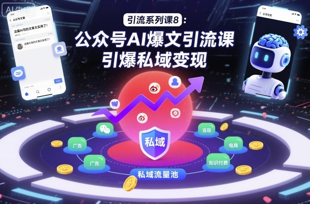 引流系列课8：公众号AI爆文引流课，引爆私域变现-齐力副业