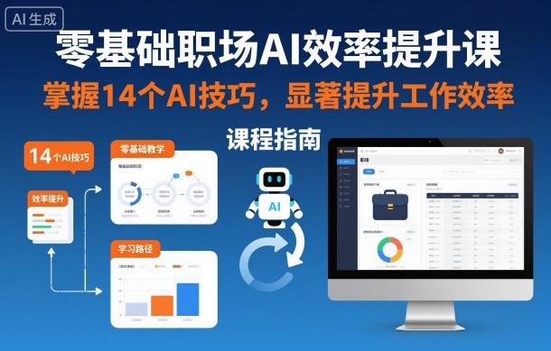 零基础职场AI效率提升课，掌握14个AI技巧，显著提升工作效率-齐力副业
