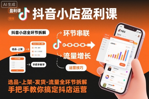 抖音小店盈利课-选品-上架-发货-流量全环节拆解，手把手教你搞定抖店运营-齐力副业