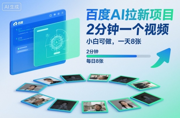 百度AI拉新项目，2分钟一个视频，小白可做，一天8张【附案例+保姆级教程】-齐力副业