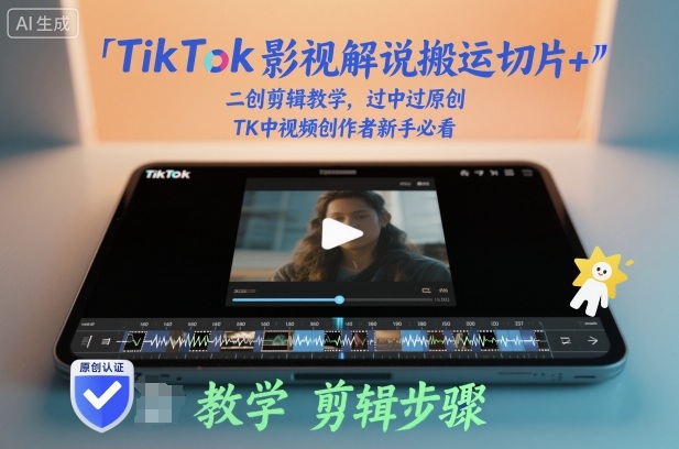 TikTok影视解说搬运切片+二创剪辑教学,过中过原创,TK中视频创作者新手必看-齐力副业