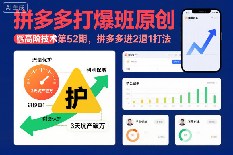 拼多多打爆班原创高阶技术第52期，拼多多进2退1打法-齐力副业