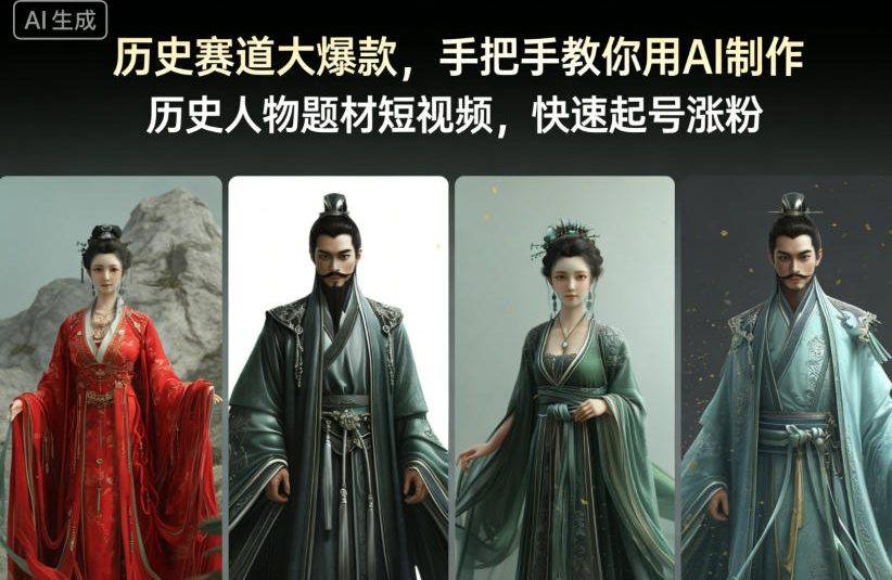 历史赛道大爆款，手把手教你用AI制作历史人物题材短视频，快速起号涨粉-齐力副业