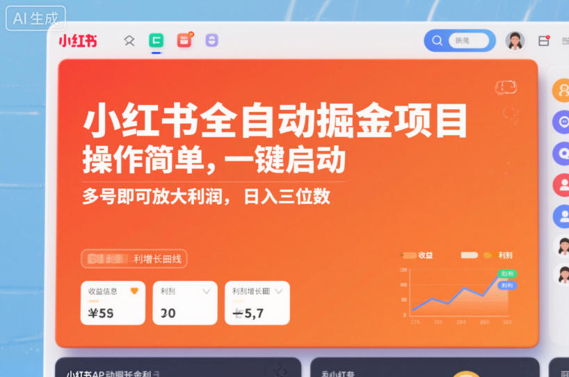 小红书全自动掘金项目，操作简单，一键启动，多号即可放大利润，日入三位数【揭秘】-齐力副业