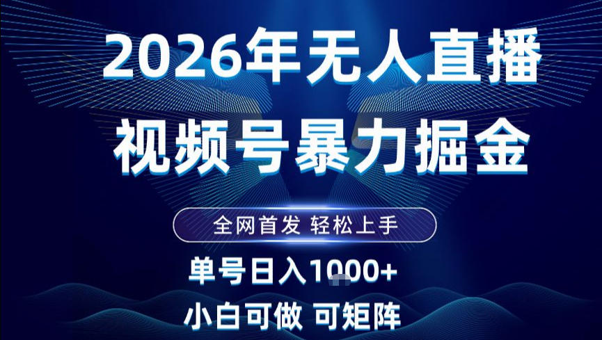 2026最新视频号无人直播掘金，全网首发，小白可以玩，长期稳定日入1k+【揭秘】-齐力副业