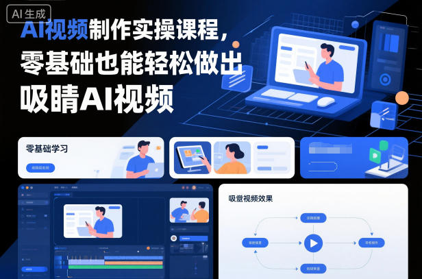 AI视频制作实操课程，零基础也能轻松做出吸睛AI视频-齐力副业