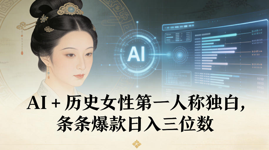 AI+历史女性第一人称独白，条条爆款日入三位数-齐力副业