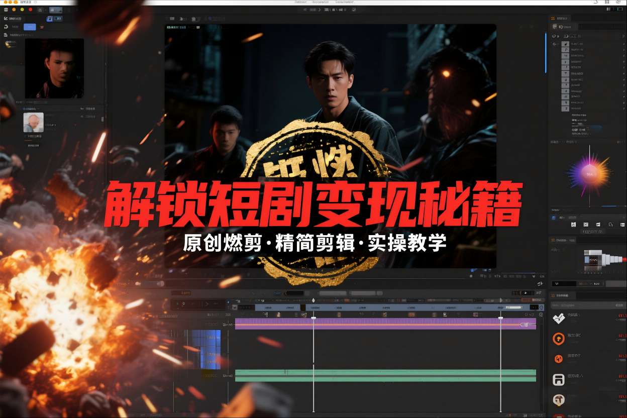 短剧拉新之原创燃剪精简剪辑实操课，解锁短剧变现秘籍-齐力副业