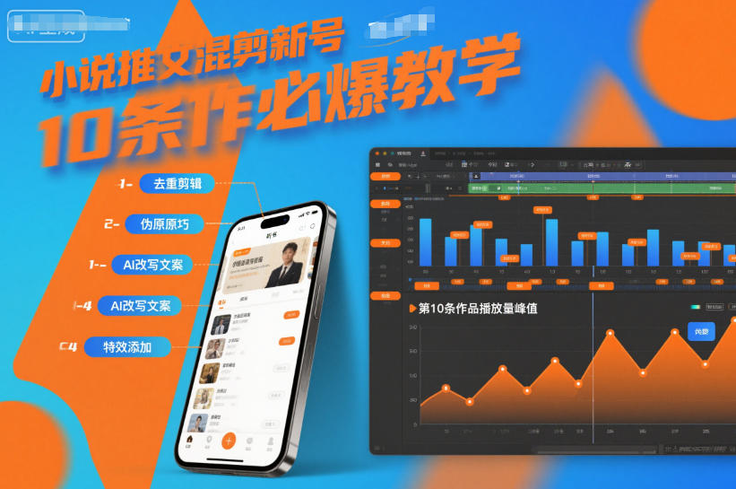 小说推文混剪新号10条必爆教学，伪原创10条作品必爆技巧-齐力副业