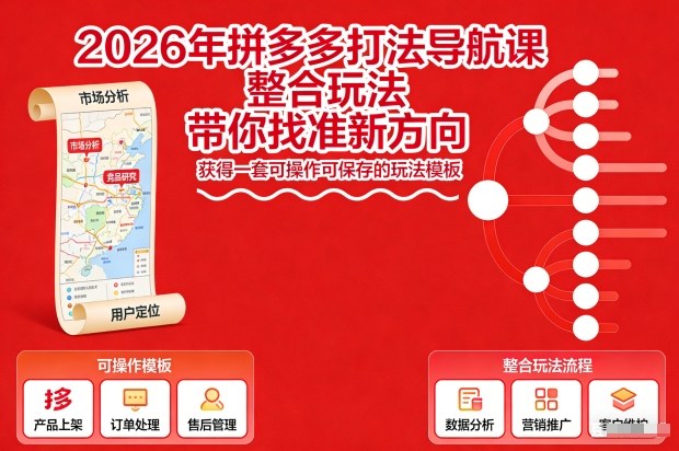 2026年拼多多打法导航课，整合玩法，带你找准新方向，获得一套可操作可保存的玩法模板-齐力副业