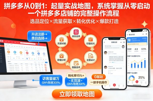 拼多多从0到1：起量实战地图，系统掌握从零启动一个拼多多店铺的完整操作流程-齐力副业