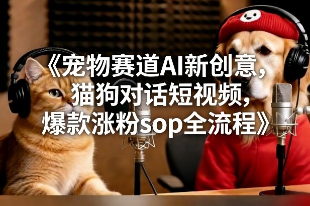 宠物赛道AI新创意，猫狗对话短视频，爆款涨粉sop全流程-齐力副业