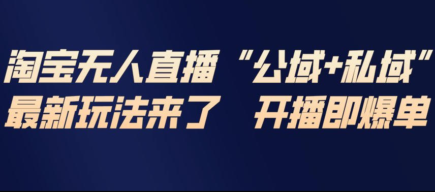 淘宝无人直播完整教程，公试+私域，最新玩法来了，开播即爆单-齐力副业