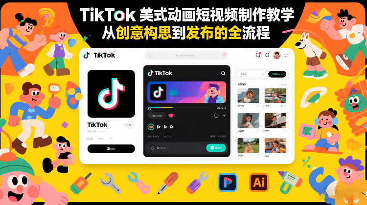 TikTok美式动画短视频制作教学，从创意构思到发布的全流程-齐力副业
