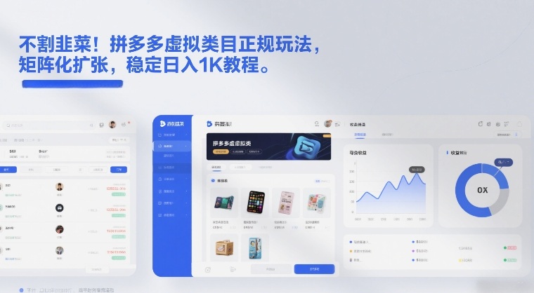 不割韭菜！拼多多虚拟类目正规玩法，矩阵化扩张，稳定日入1K教程【揭秘】-齐力副业