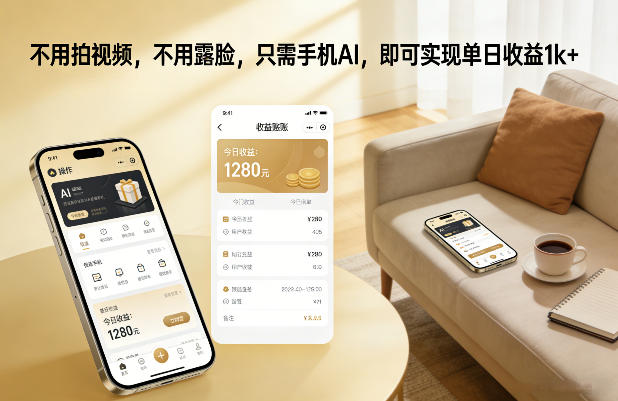 不用拍视频，不用露脸，只需手机AI，即可实现单日收益1k+【揭秘】-齐力副业