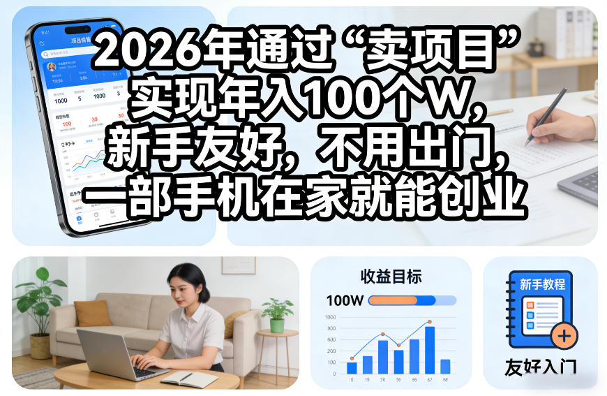 2026年通过“卖项目”实现年入100个W,新手友好,不用出门,一部手机在家就能创业【揭秘】-齐力副业