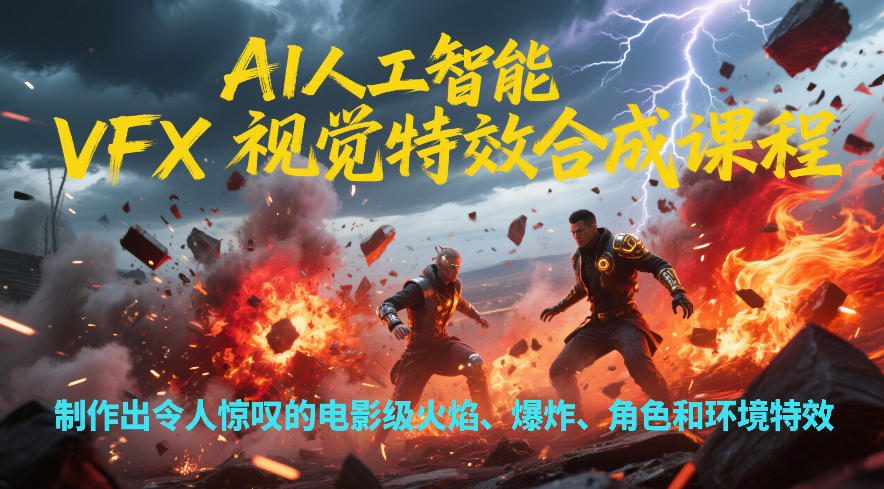AI人工智能VFX视觉特效合成课程，制作出令人惊叹的电影级火焰、爆炸、角色和环境特效-齐力副业
