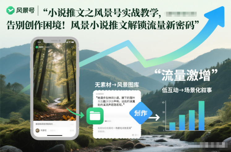小说推文之风景号实战教学，告别创作困境！风景小说推文解锁流量新密码-齐力副业