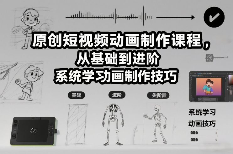 原创短视频动画制作课程，从基础到进阶，系统学习动画制作技巧-齐力副业