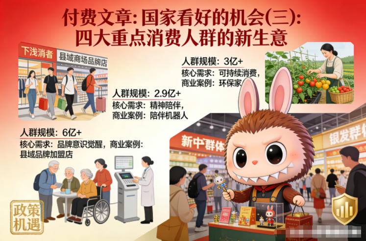 付费文章：国家看好的机会(三)：四大重点消 费人群的新生意-齐力副业